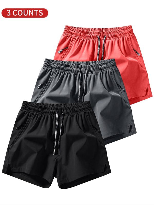 Men's Plain Solid Color Drawstring Pocket Shorts, Mens Clothing, Casual Elastic Waist Shorts for Summer, Back To School Clothes, Breathable Men's Bottoms for Daily Wear, Summer Outfits 2024, Menswear, Comfort Shorts for Men, Fall Outfits