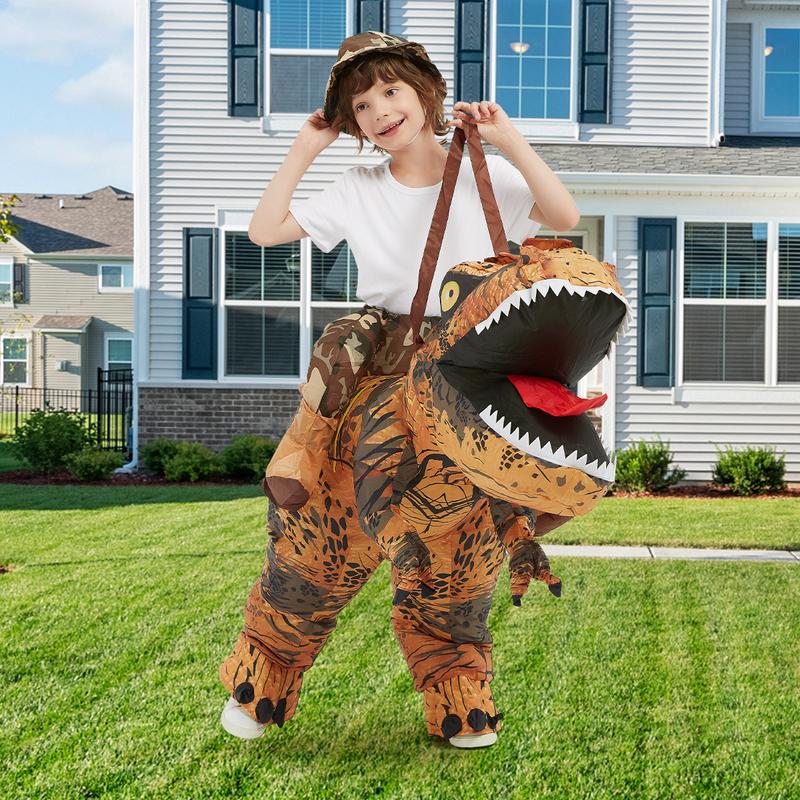 GOOSH Inflatable Dinosaur Costume Halloween Blow up Costume Funny Riding T Rex Costume for Party Cosplay