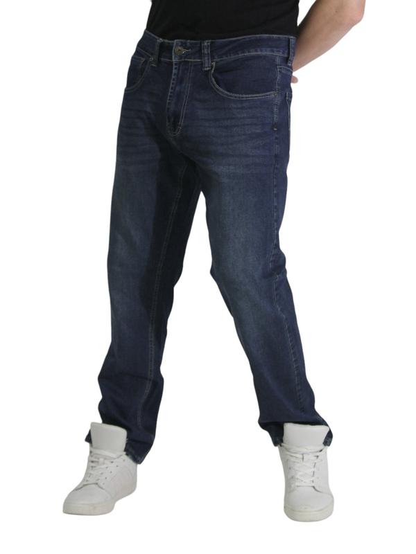 Denim Stretch Straight Fit Jeans for Men, Classic Style, All Seasons, Plain Pattern Menswear Pants