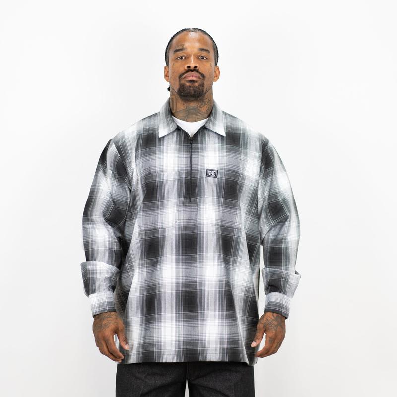 FB County Long Sleeve Checker Zip Shirt - Big & Tall Sizes