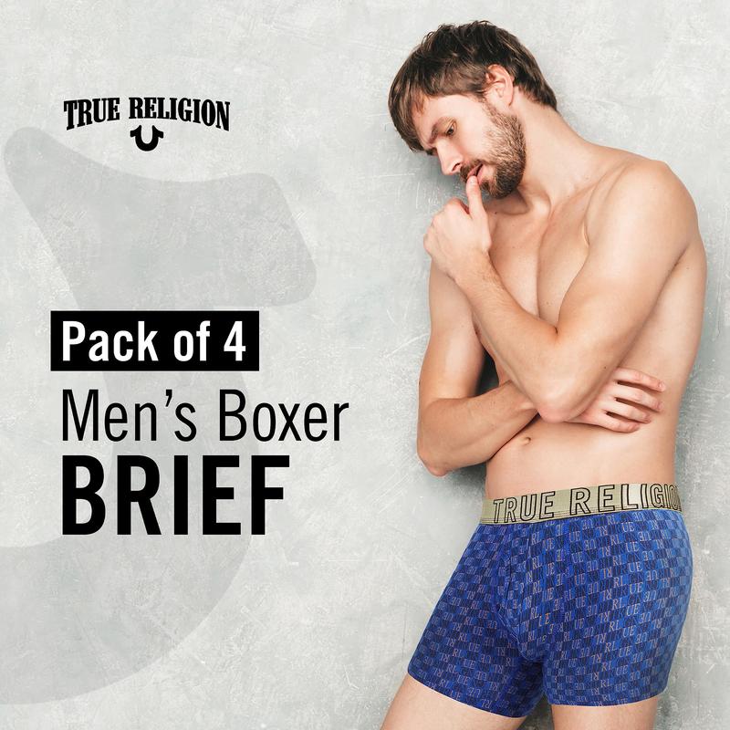 True Religion Mens Boxer Briefs Cotton Stretch Underwear for Men Pack of 4