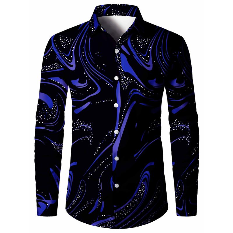 Luxury Pattern Men's Shirt Top Turn-down Collar Long Sleeve Closure Men's Casual Shirt Men's Daily Vacation Streetwear