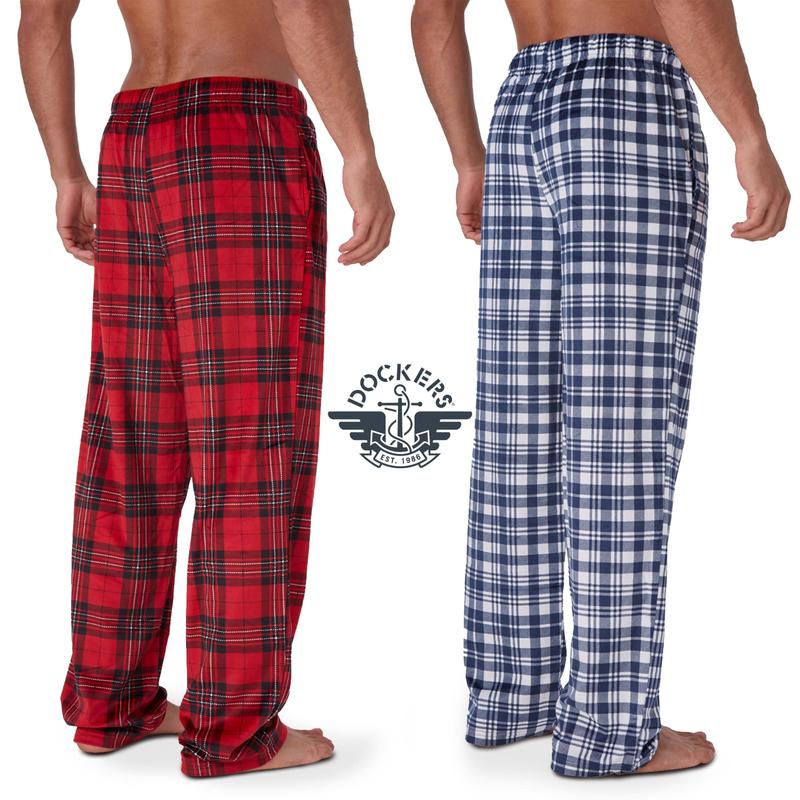 DOCKERS Fleece Pajama Pants for Men, 2 Pack Lounge Sleepwear PJs with Pockets