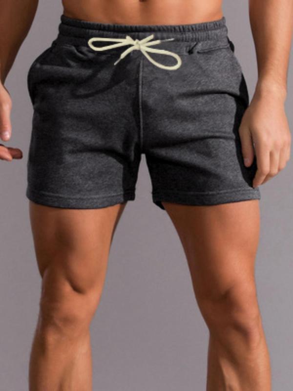 Men's Solid Color Drawstring Waist Shorts, Regular Fit Casual Pocket Elastic Waist Track Shorts for Summer, Men's Bottoms for Daily Wear