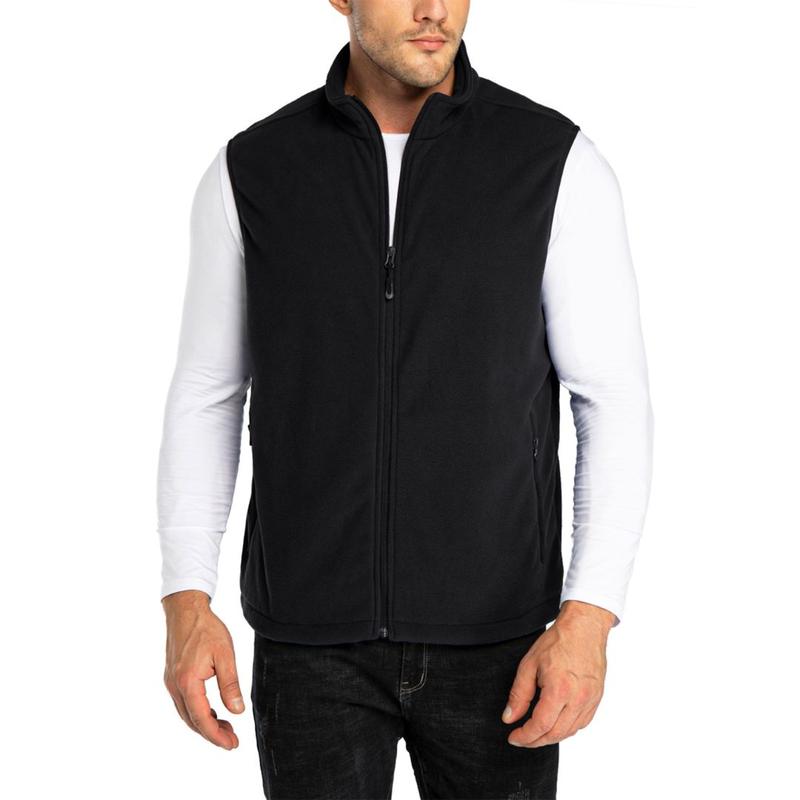 33,000ft Men's Fleece Vest, Lightweight Warm Zip Up Polar Vests Outerwear with Zipper Pockets, Sleeveless Jacket for Winter