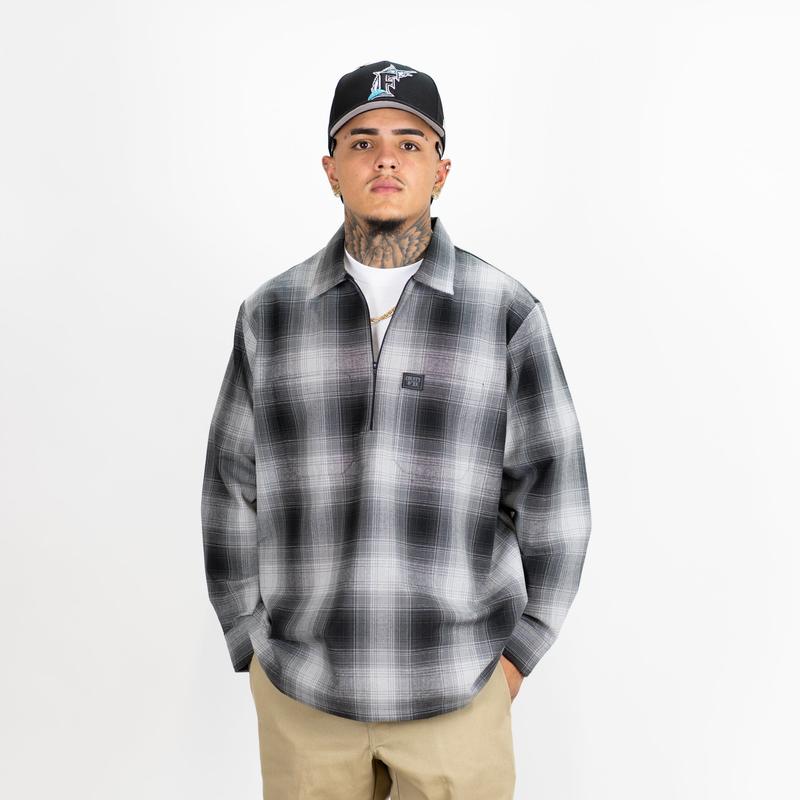 FB County Long Sleeve Checker Zip Shirt - Big & Tall Sizes