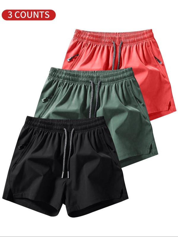 Men's Plain Solid Color Drawstring Pocket Shorts, Mens Clothing, Casual Elastic Waist Shorts for Summer, Back To School Clothes, Breathable Men's Bottoms for Daily Wear, Summer Outfits 2024, Menswear, Comfort Shorts for Men, Fall Outfits