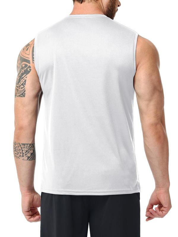 Men's 5pcs Plain Round Neck Tank Top, Casual Basic Sleeveless Top for Daily Wear, Men Summer Clothes