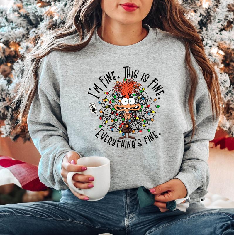 Anxiety Christmas Sweatshirt, Inside Out Christmas Shirt, Everything Is Fine Shirt, Feelings Shirt, Anxiety Christmas Shirt, Mental Health Shirt, Everything Is Fine Shirt, Christmas For You, family 2024 Xmas Trip