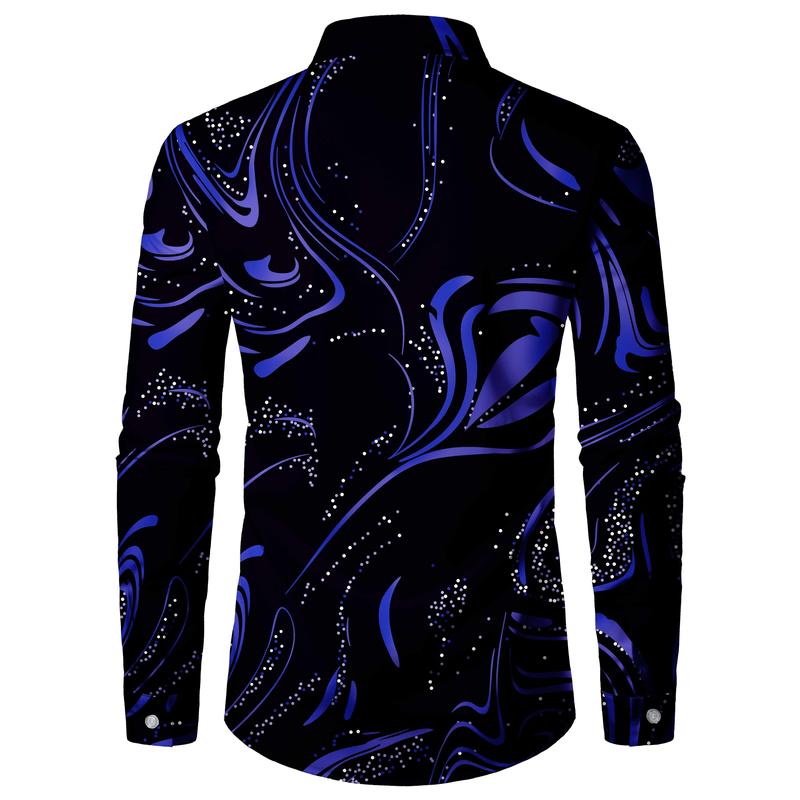 Luxury Pattern Men's Shirt Top Turn-down Collar Long Sleeve Closure Men's Casual Shirt Men's Daily Vacation Streetwear