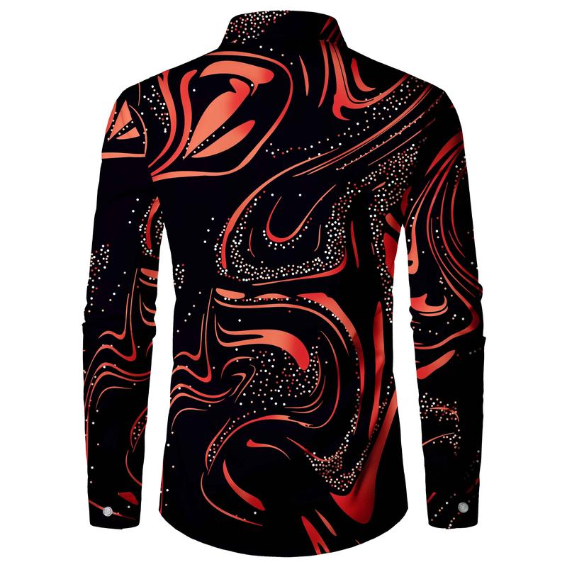 Luxury Pattern Men's Shirt Top Turn-down Collar Long Sleeve Closure Men's Casual Shirt Men's Daily Vacation Streetwear