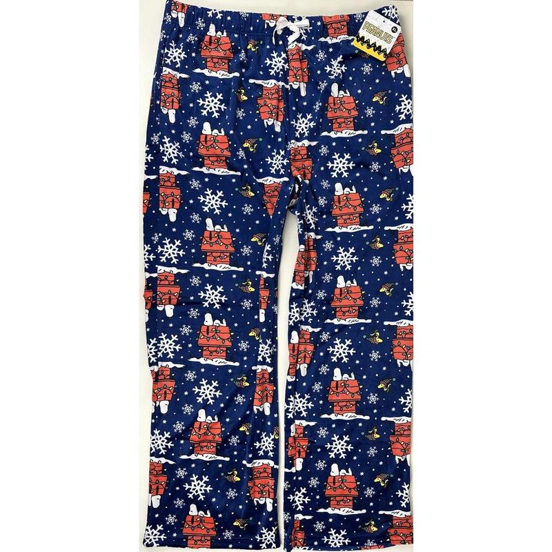 Peanuts Christmas Pajama Lounge Pants SSSnoopyyyy0  Woodstock Soft Men’s XL Blue NEW