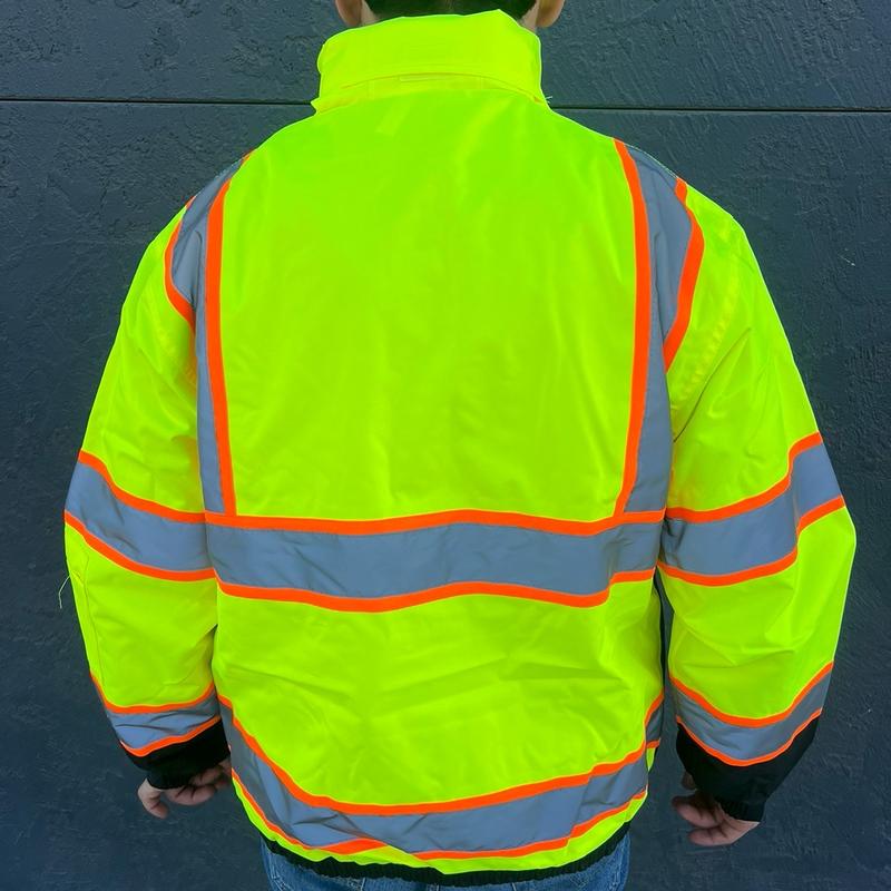 Safety jackets with hoodie waterproof class 3 with high visibility reflectors and lining inside jacket high visibility colors