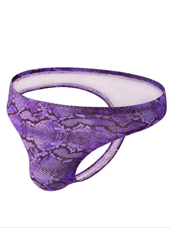 Men's All Over Print Cut Out G String, Sexy Comfy Breathable Mid-waist Thong Underwear for Daily Wear, Men's Underwear for All Seasons