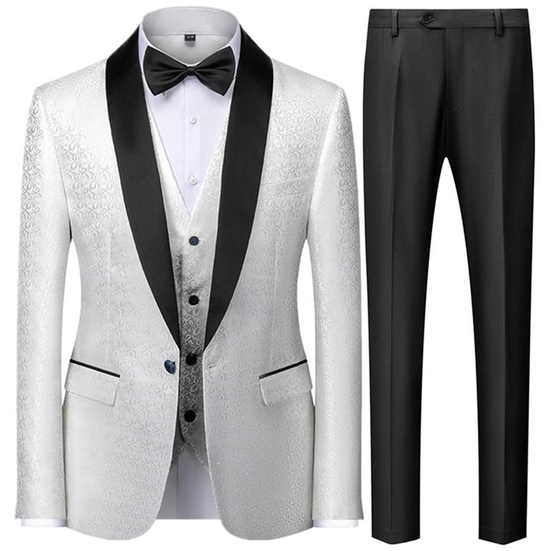 Coat Vest Pants 3 Piece Suit Set Luxury Groom Wedding Dress Party High End Waistcoat Slim Fit Lapel Blazer Jacket Men Trousers