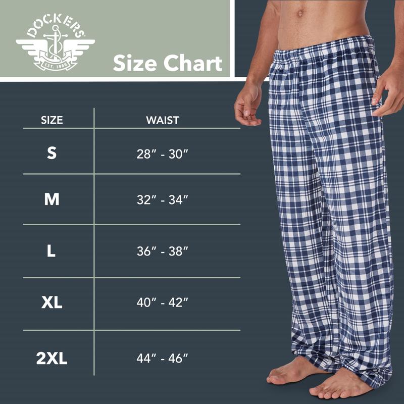 DOCKERS Fleece Pajama Pants for Men, 2 Pack Lounge Sleepwear PJs with Pockets