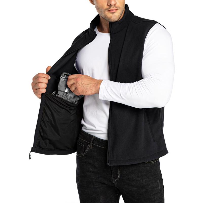 33,000ft Men's Fleece Vest, Lightweight Warm Zip Up Polar Vests Outerwear with Zipper Pockets, Sleeveless Jacket for Winter