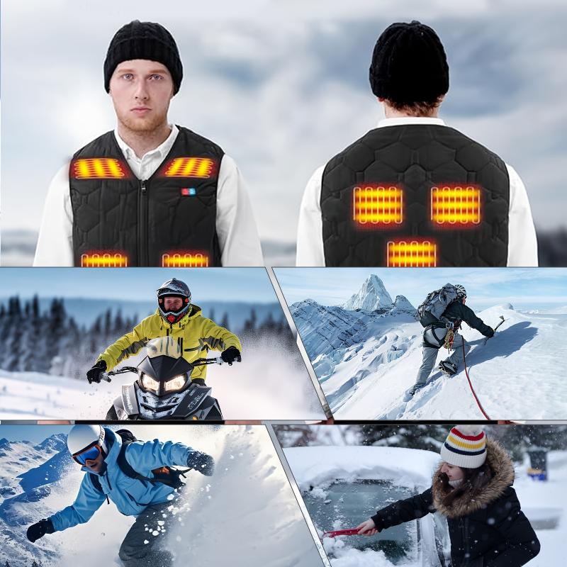 Cozy&Fashion Winter Warm Must-Have, Lightweight Electric Heating Vest, snug Front And Back 12 Heating Zones，Unisex Thermal Underwear, Can Be Worn Inside Or Outside,,Suitable For Winter Outdoor Skiing Travel.