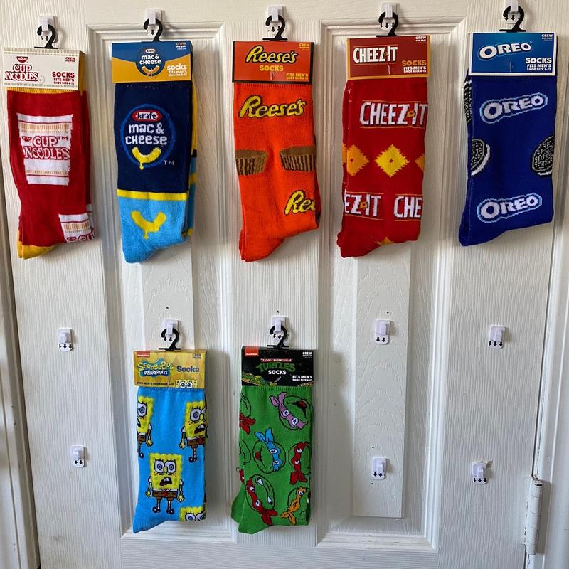 Sold per pair Crazy Socks, re-stocked, 15 different styles available Novelty - unisex - us size 6-12 , 97% Polyester   3%Spandex - Comfortable Breathable Unisex. Menswear, Flash sale. Buy 1 get one free as low as 3.5 per pair. Til end of August.