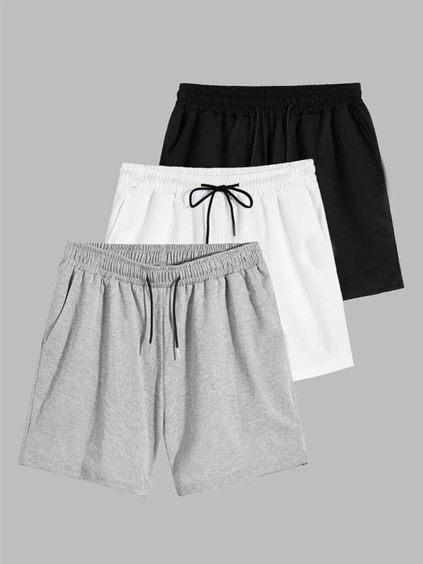 Men's Plain Drawstring Waist Loungewear Pajama Sleep Shorts, Summer Wear, Casual Comfy Pocket Elastic Waist Homewear Shorts, Summer Sleep Bottoms for Men Nightwear, Menswear