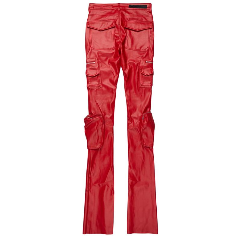 Sutton Red PU Super Stacked Flare Jean