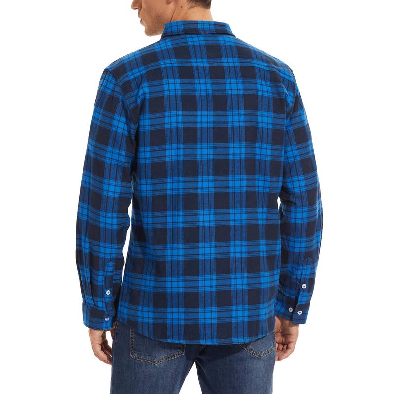 MAGCOMSEN Men's Flannel Shirts Cotton Long Sleeve Plaid Shirt Casual Button Up Shirts with 2 Pockets