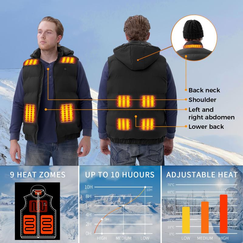 Cozy&Fashion Winter Warm Must-Have, Lightweight Electric Heating Vest, snug Front And Back 12 Heating Zones，Unisex Thermal Underwear, Can Be Worn Inside Or Outside,,Suitable For Winter Outdoor Skiing Travel.