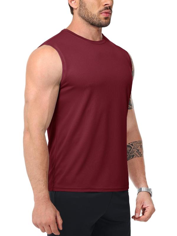 Men's 5pcs Plain Round Neck Tank Top, Casual Basic Sleeveless Top for Daily Wear, Men Summer Clothes