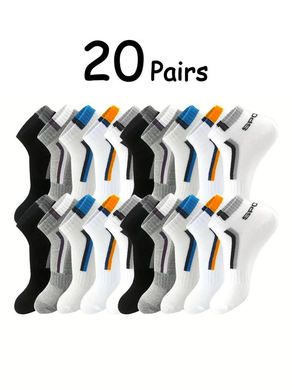 Men's  Colorblock Letter Print Ankle Socks, Casual Comfy Breathable Low Cut Socks for Daily Wear, Socks for Men