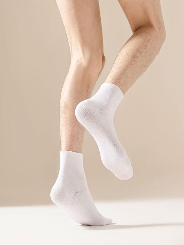 Men's Solid Crew Socks, Casual Comfy Breathable Mid-calf Socks for Daily Wear, Men's Socks for All Seasons