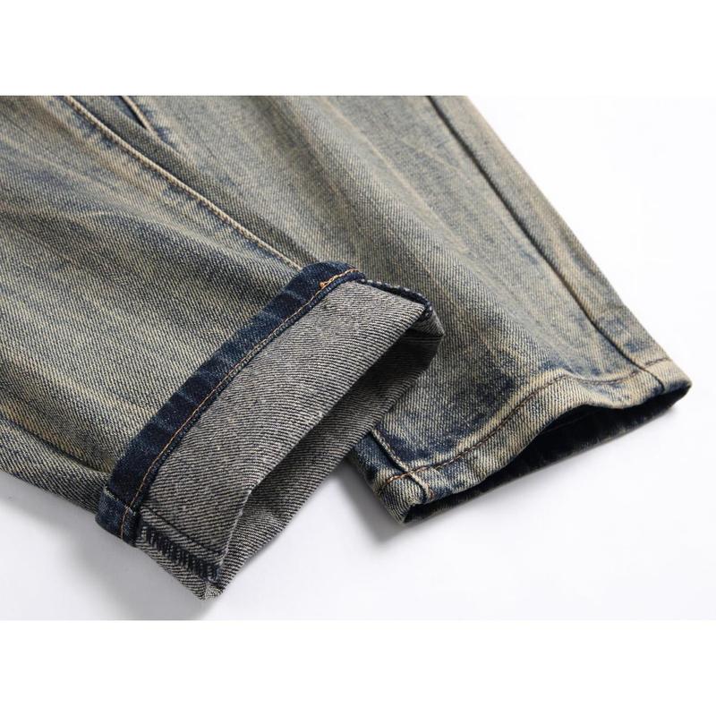 Men's Fashion Ripped Classic Distressed Straight Slim Fit Designer Jeans For Men Denim Pants