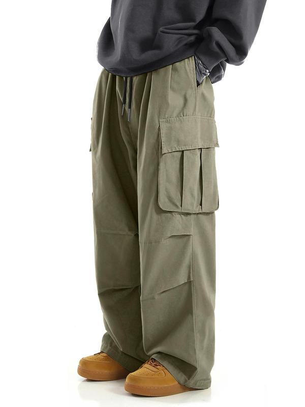 Men's Flap Pocket Drawstring Cargo Pants, Trousers for Men Daily Outdoor Streetwear, Woven Bottoms for Summer Spring Fall, Going Out Outfit, Please Order One Size up, Menswear, 2000s Pants, Fall Outfits, Earthtone Fallfreshness, Pants for Men