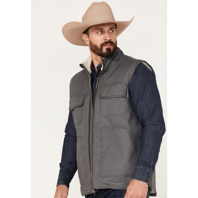 Men's Cowboy Hardware Ranch Canvas Berber Sherpa Lined Vest - 185131-043