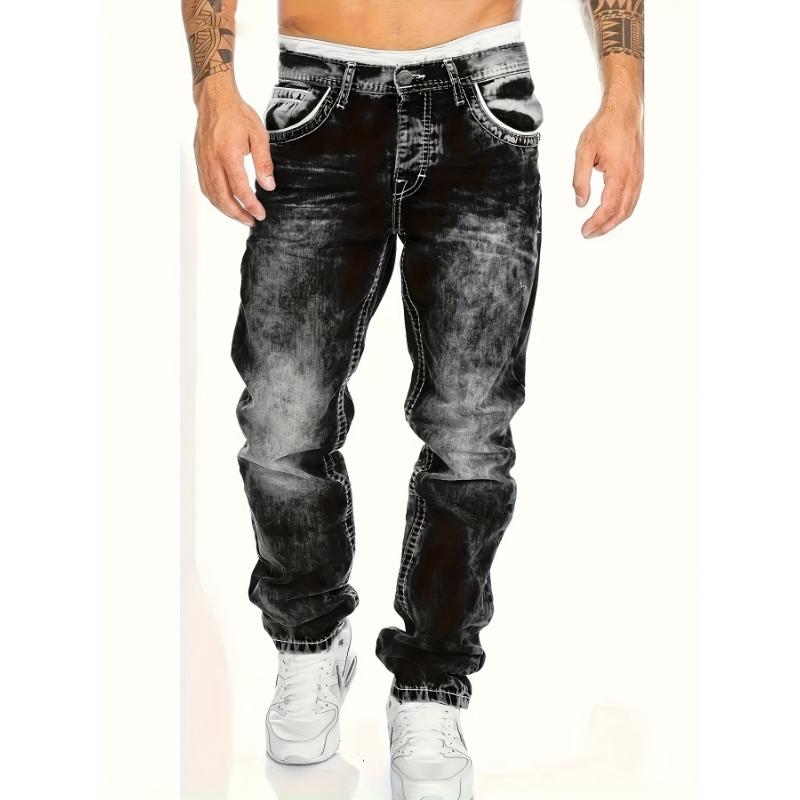 Men's Slim Fit Distressed Jeans, Fashion Street Style Denim Pants For Men, Versatile For All Seasons