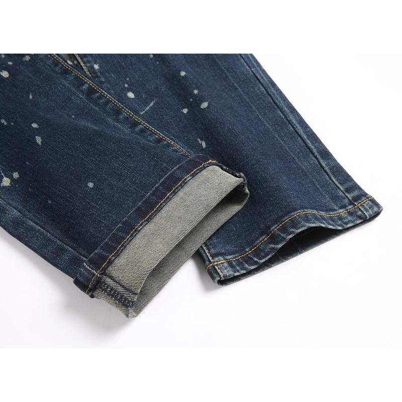 Men's Fashion Biker Classic Distressed Straight Slim Fit Designer Jeans For Men Denim Pants