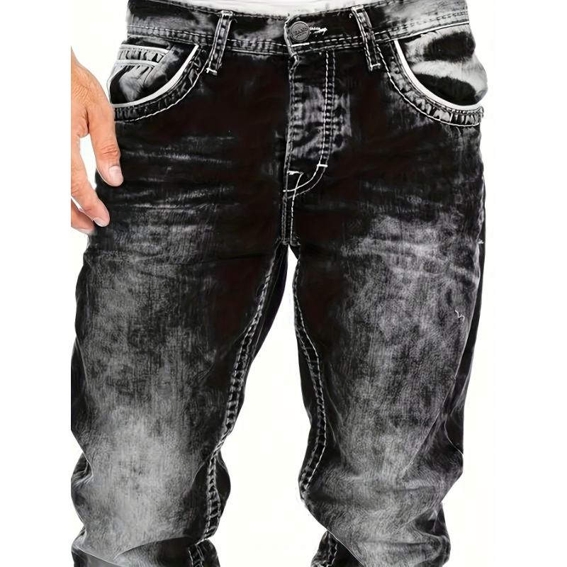 Men's Slim Fit Distressed Jeans, Fashion Street Style Denim Pants For Men, Versatile For All Seasons