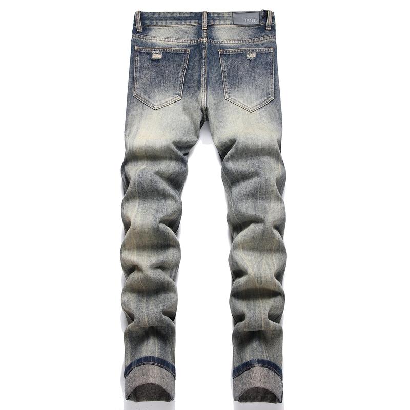 Men's Fashion Ripped Classic Distressed Straight Slim Fit Designer Jeans For Men Denim Pants