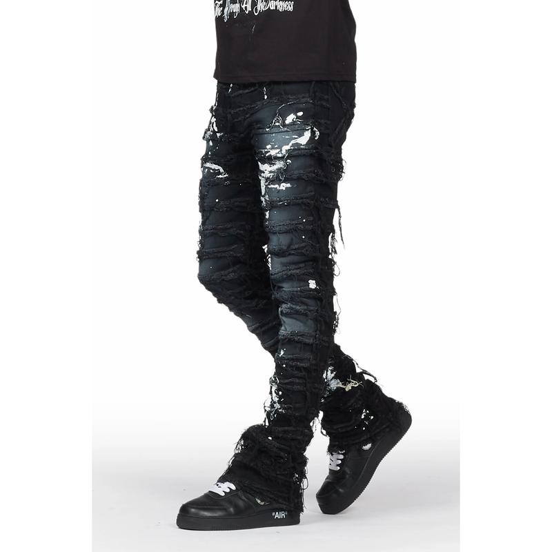 Garson Black Painter Stacked Flare Jean