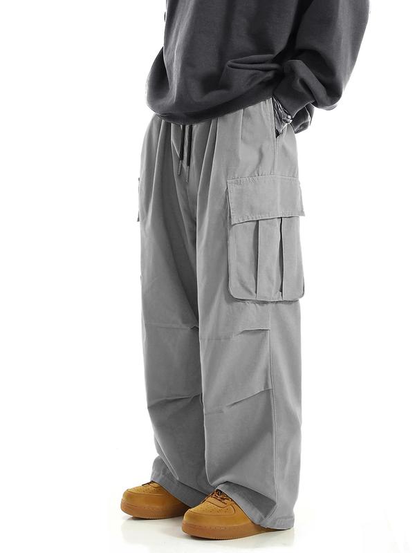 Men's Flap Pocket Drawstring Cargo Pants, Trousers for Men Daily Outdoor Streetwear, Woven Bottoms for Summer Spring Fall, Going Out Outfit, Please Order One Size up, Menswear, 2000s Pants, Fall Outfits, Earthtone Fallfreshness, Pants for Men