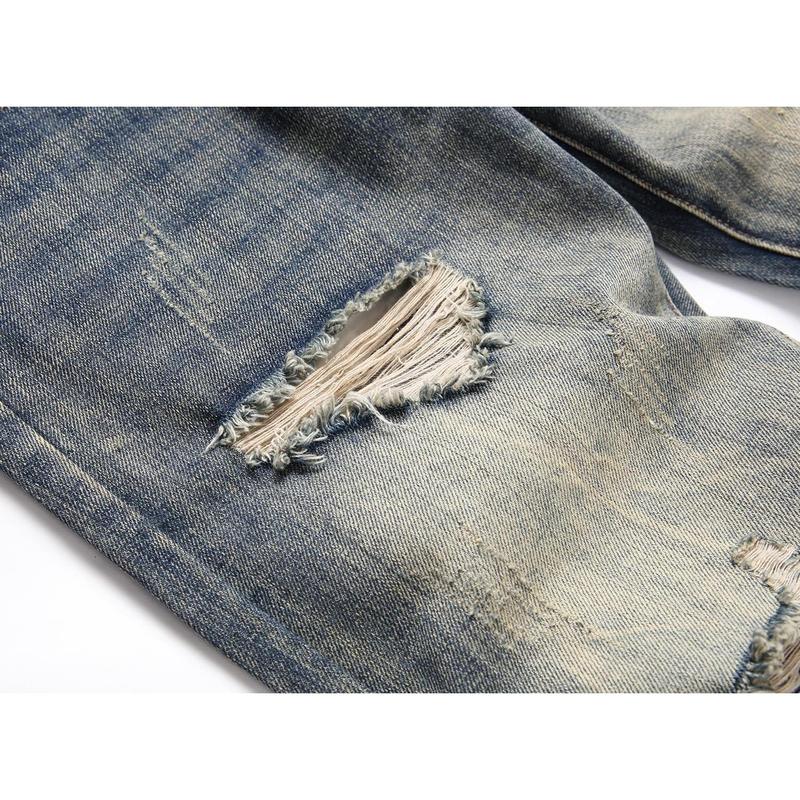 Men's Fashion Ripped Classic Distressed Straight Slim Fit Designer Jeans For Men Denim Pants