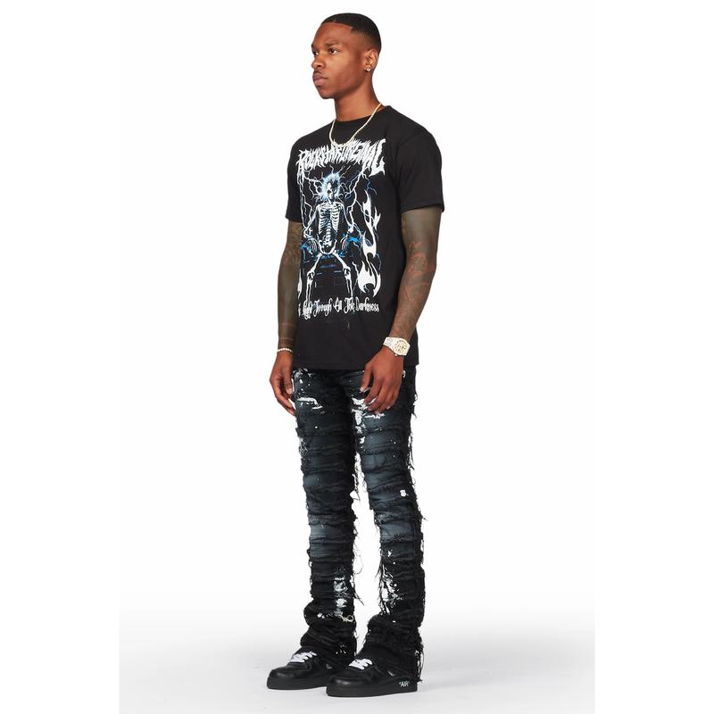 Garson Black Painter Stacked Flare Jean