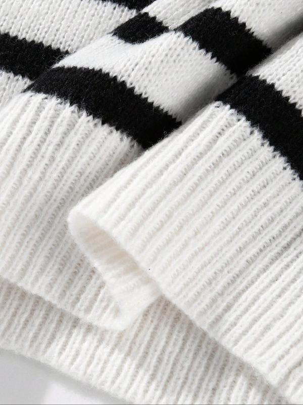 Men's Colorblock Striped Print Round Neck Sweater, Loose Casual Long Sleeve Crew Neck Jumper for Fall & Winter, Fashion Men's Knitwear for Daily Wear