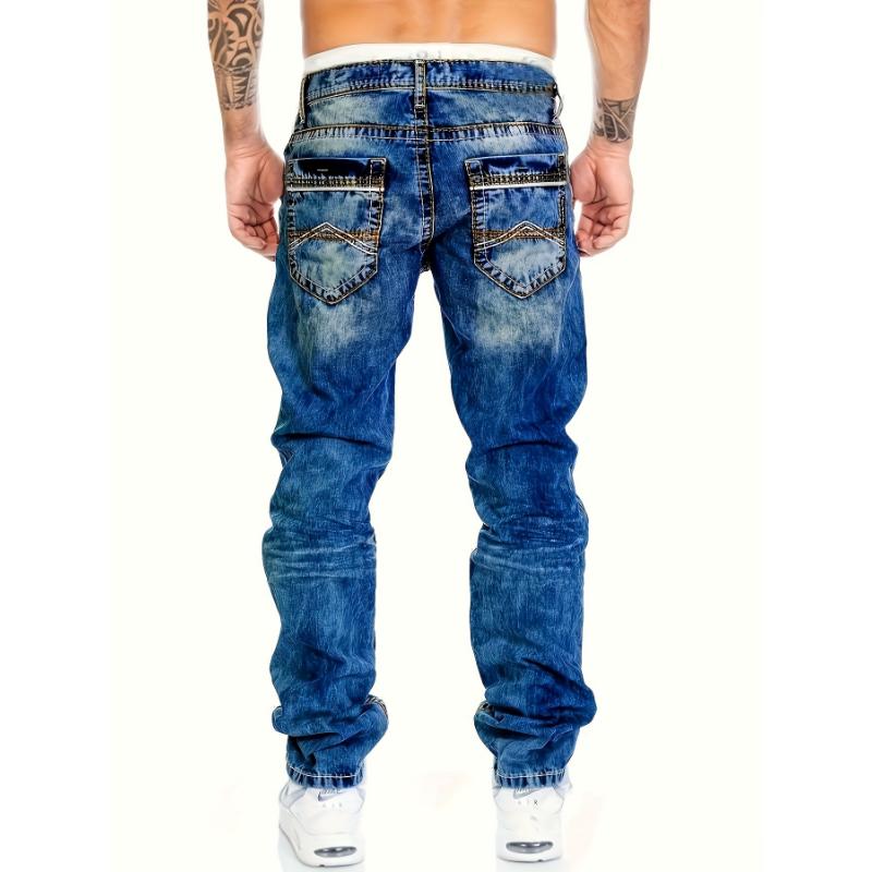 Men's Slim Fit Distressed Jeans, Fashion Street Style Denim Pants For Men, Versatile For All Seasons