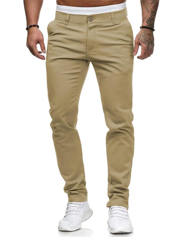 Men's Solid Pocket Button Fly Pants, Regular Fit Casual Comfy Trousers for Summer,  Summer Outfits 2024 for Work, Men's Bottoms for Business Work Office Daily Wear