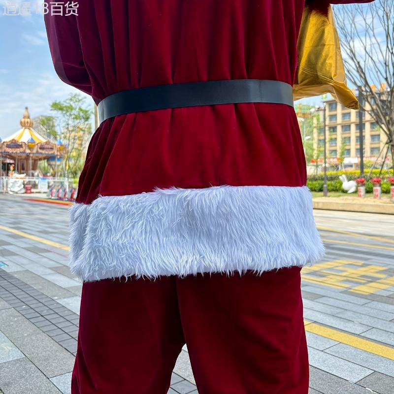 7pcs 10pcs Set Christmas Decoration Luxury Wine Red Velvet Santa Claus Costume (Adult One Size Fits All), Classic Men's Santa Claus Suit, Christmas Costume Christmas Ornaments Gift Holiday Party Role Playing Costume Suitable for Holiday Par Menswear