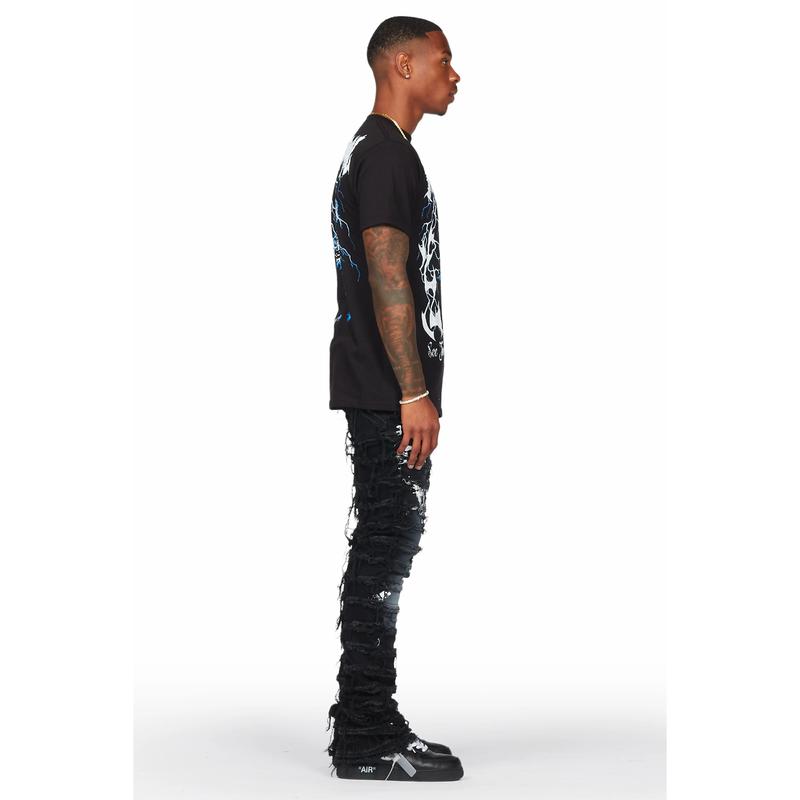 Garson Black Painter Stacked Flare Jean