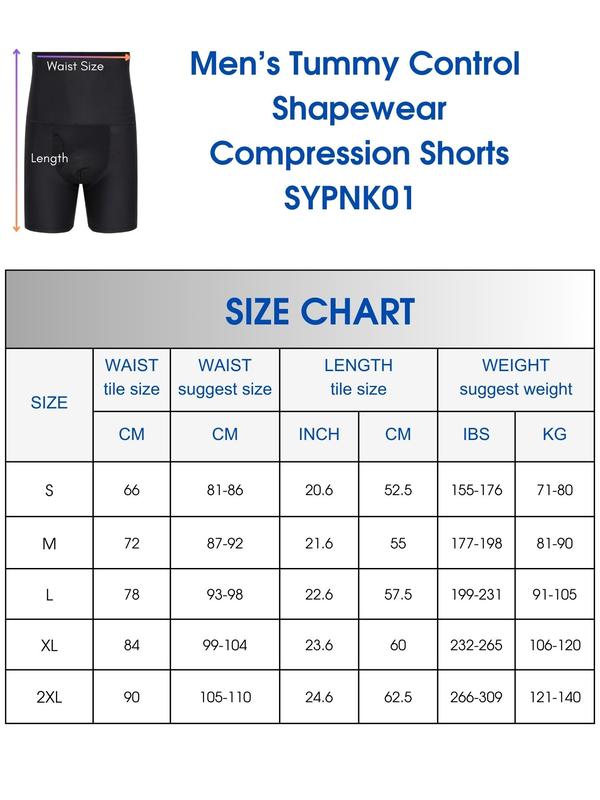 Men's High Waist Tummy Control Shapewear Shorts, High Stretch Shaper, Tummy Control Butt Lift Shaper for Men