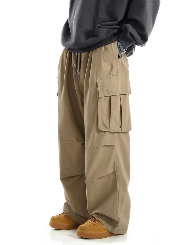 Men's Flap Pocket Drawstring Cargo Pants, Trousers for Men Daily Outdoor Streetwear, Woven Bottoms for Summer Spring Fall, Going Out Outfit, Please Order One Size up, Menswear, 2000s Pants, Fall Outfits, Earthtone Fallfreshness, Pants for Men