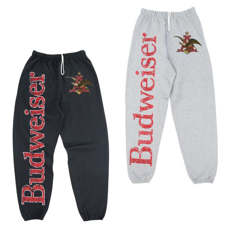 Y2K Streetwear Budweiser Text & Eagle Logo Streetwear Sweatpants, Men's Jogging Pants Hip-hop Street Pants, Streetwear Hip Hop Joggers, Men Sweatpants Gift, Gift For Him