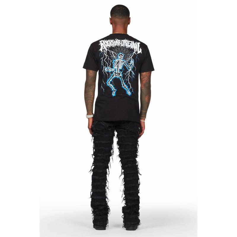 Garson Black Painter Stacked Flare Jean